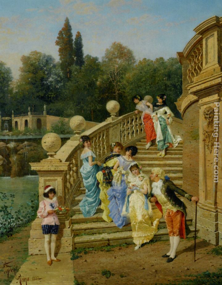 Count Borromeos Villa on Isola Betta Opposite Stresa on Late Maggiore painting - Filippo Indoni Count Borromeos Villa on Isola Betta Opposite Stresa on Late Maggiore art painting